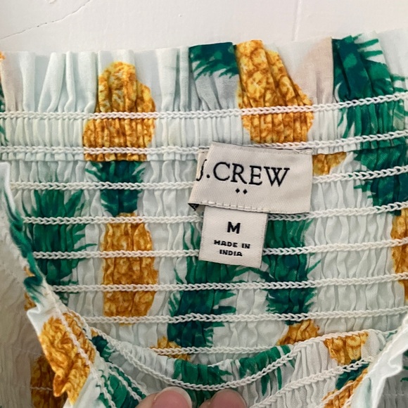 J. Crew Pineapple Print Smocked Tank Top - White and Yellow - Picture 2 of 7
